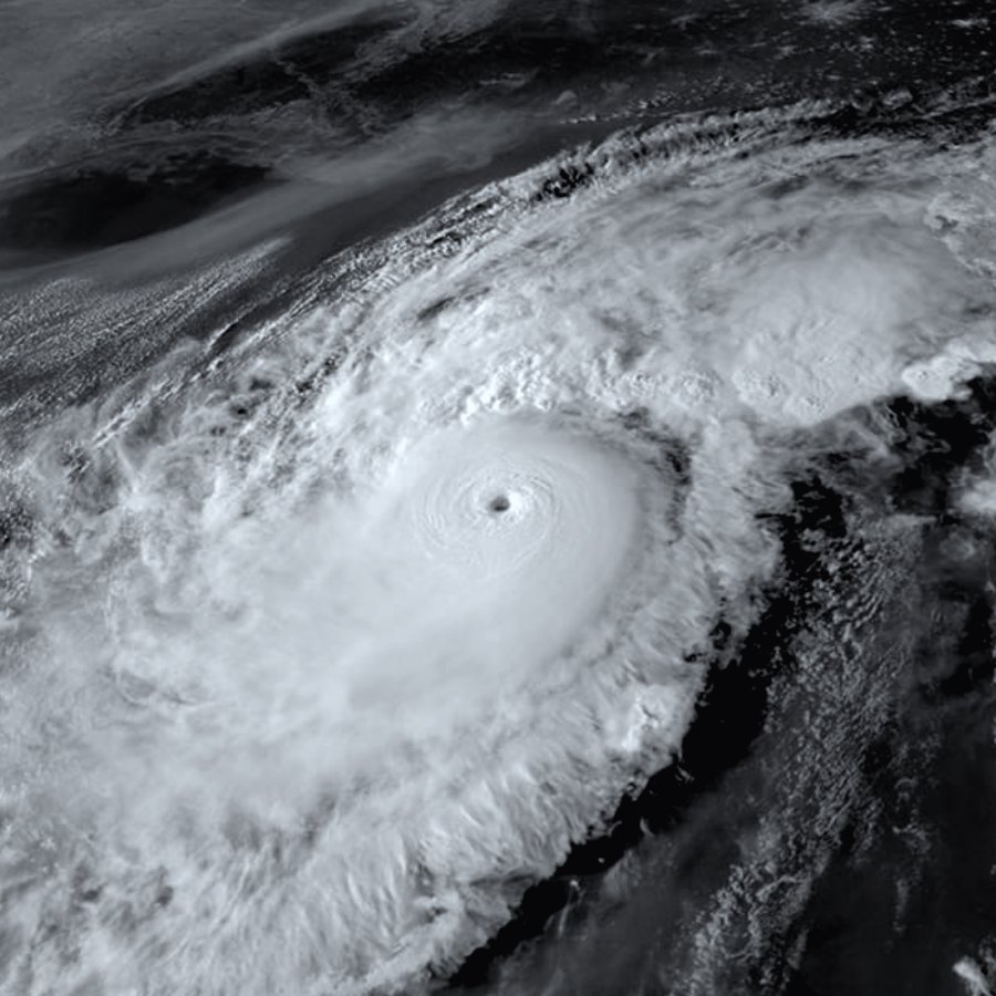 Satellite view of a hurricane seen from above